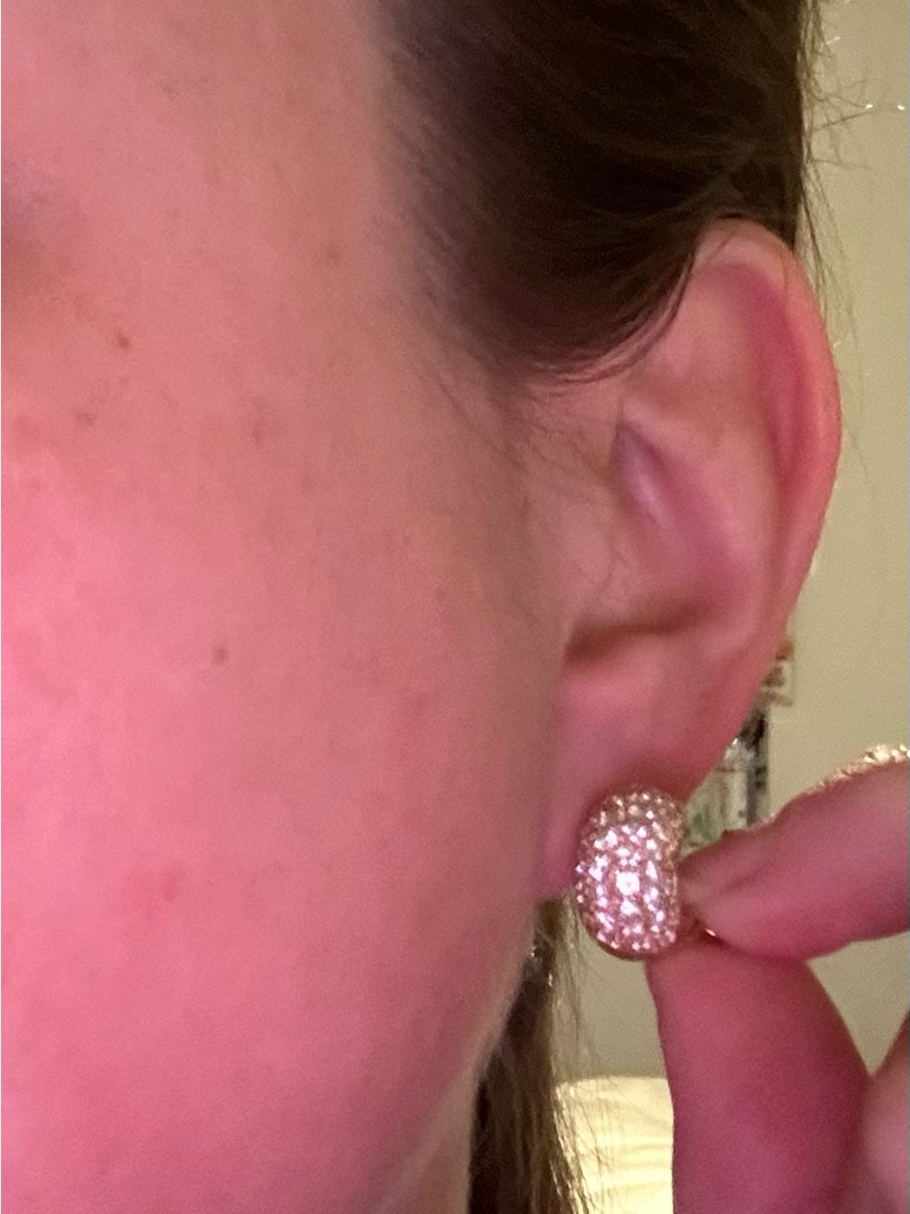 CHANEL Vintage Fine Jewelry 18k Gold Pave Diamond Dome Huggie Earrings - Picture 14 of 14
